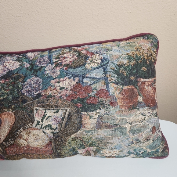 Newport Garden Lunch Cottagecore Tapestry Pillow-24x10x5" - Picture 3 of 5